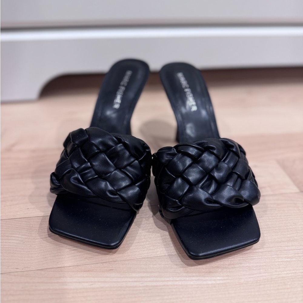 Marc Fisher Black Woven Heeled Sandals